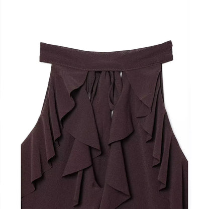 Y2k Top Women Summer Tank Crop Top Female Sleeveless Sexy Pleated Top Street Style Casual Korean Clothing Brown Cute Party top