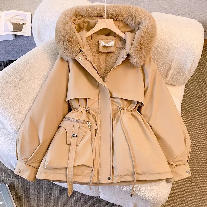 Detachable Pai Overcomes Women's Winter 2026 New Casual Down Cotton Thicken Hooded Coat Female loose Warm Wool Overcoat