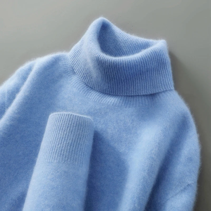 100% wool high neck sweater with pullover for men