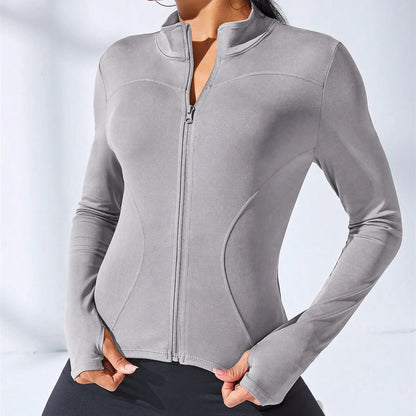 Women's Slim Fit Yoga Zip Jacket – Body Sculpting Short Sports Coat