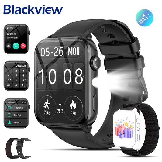 Blackview 2025 R30 Max Smartwatch with Flashlight 1.91'' TFT Screen Health Monitoring Bluetooth Call Watches for Men Women Gifts
