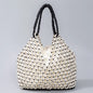Handmade Woven Beaded Handbag For Women Exquisite Hollow-out Wooden Beaded Shoulder Bag Female Beach Bag