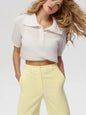 Bronladies Women's Polo Hollow Knitted Short Sleeved Sweater Spring Summer