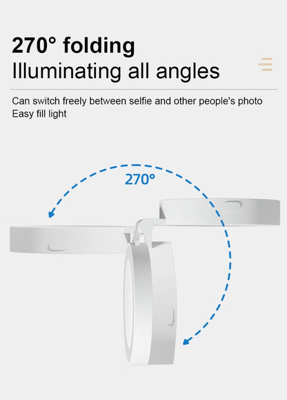 Portable Magnetic Beauty Light with Mirror, USB Rechargeable Selfie Light for Makeup