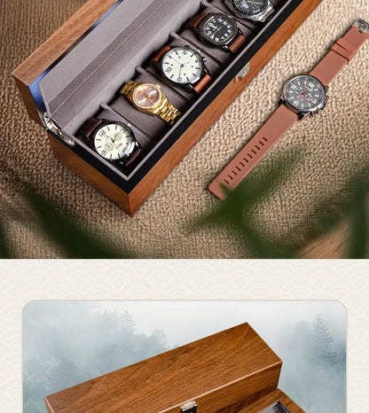 Wooden Watch Box Mens Watch Case Storage Box Travel Luxury Watches Organizer Display Collection Portable Storage Boxes Men Gift