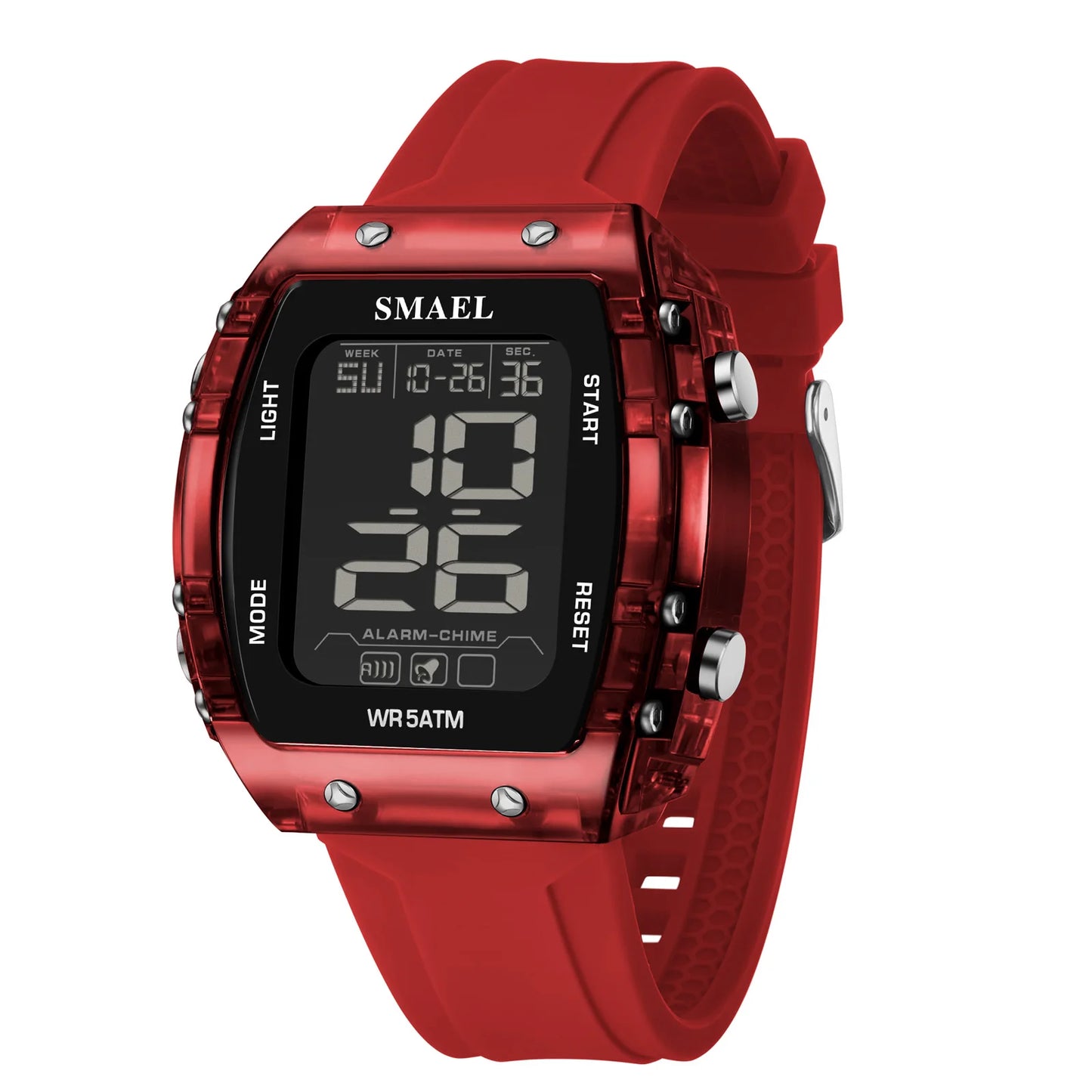 SMAEL Digital Watches Big Dial Rectangle Sport Watches LED Date 8108 Digital Watches 50m Waterproof Shockproof Men's Wristwatch