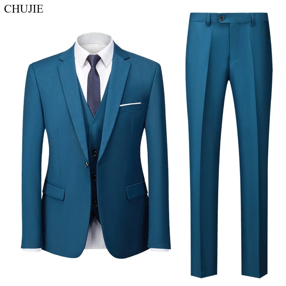 Suits For Men 3 Pieces Set Elegant Wedding  Fashion Classic Full Jackets Vest Pants Blazers Outfit 2026 Formal Costume