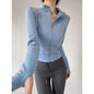 Women's Quick-Dry Yoga Jacket – Long Sleeve Slim Fit Zip Running Coat