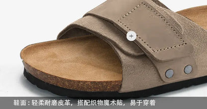 Sandálias de cortiça com sola macia para homens e mulheres, sapatos de praia, chinelos retrô, moda verão