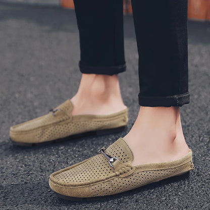 Fashion Men Leather Slippers Outdoor
