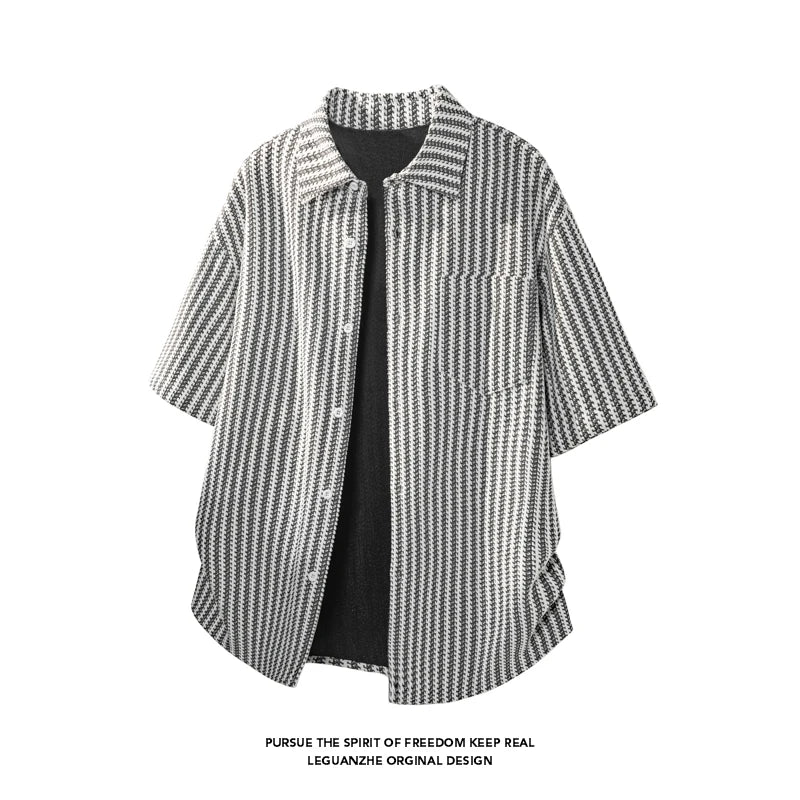 LEGIBLE Summer Shirts Men Loose Thin Cotton Short Sleeve Shirts Male Fashion Stand Solid Color 4XL 5XL