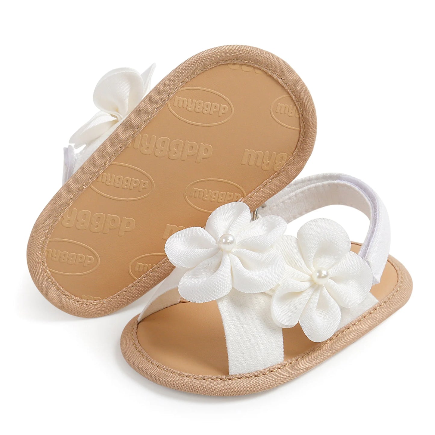 Sandálias de verão para bebês meninas de 0 a 18 meses, decorações de flores 3d fofas, sapatos de sola plana antiderrapantes, sapatos para primeiros passos recém-nascidos