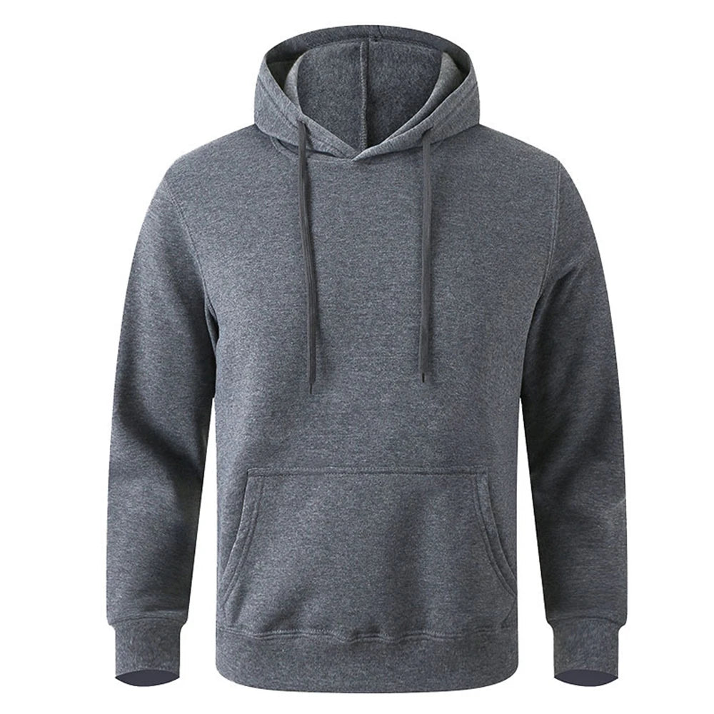Unisex Casual Hoodie – Solid Color Pullover Sweatshirt