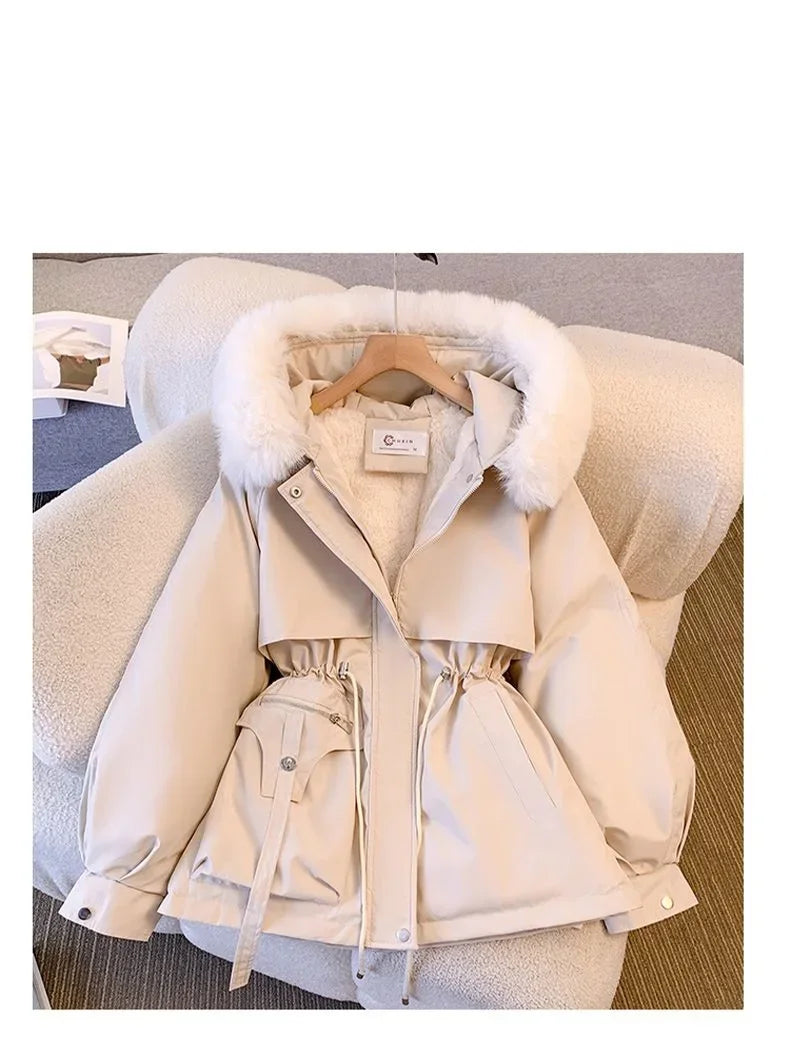 Detachable Pai Overcomes Women's Winter 2026 New Casual Down Cotton Thicken Hooded Coat Female loose Warm Wool Overcoat