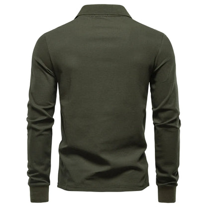2025 Autumn New Men's Deer Embroidery Cotton Rich Blend Breathable Polo Shirts Long Sleeve Social Business Golf Polo Shirts Male