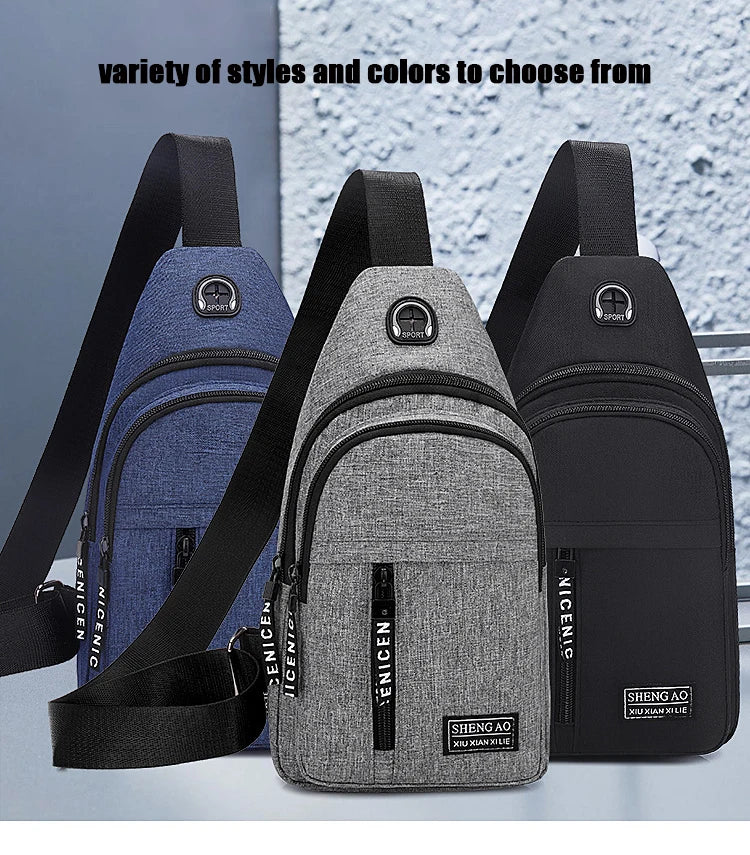 Travel Men's Handbags Multifunctional USB Chest Bag Designer Messenger Crossbody Bags Water-Proof Shoulder Bag Sports Back Pack