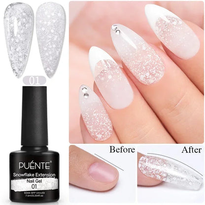 30ML Glitter Poly Nail Gel Hema Free Pink Glitter Acrylic Gel Finger Extension Nail Gel Semi-Permanent Nail Varnish For Manicure