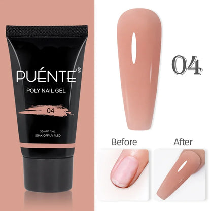 30ML Glitter Poly Nail Gel Hema Free Pink Glitter Acrylic Gel Finger Extension Nail Gel Semi-Permanent Nail Varnish For Manicure