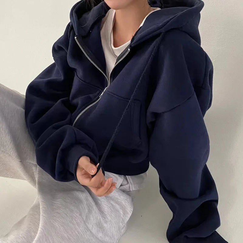 Styledora Fleece Cropped Hoodie