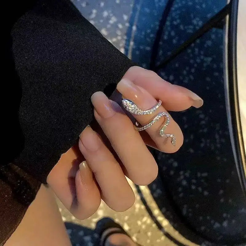 Simple And Delicate Retro Style Serpentine Micro-Inset Rhinestone Men's And Women's Open Rings, Retro Elegance For Fashionable M