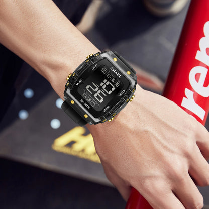 SMAEL Digital Watches Big Dial Rectangle Sport Watches LED Date 8108 Digital Watches 50m Waterproof Shockproof Men's Wristwatch