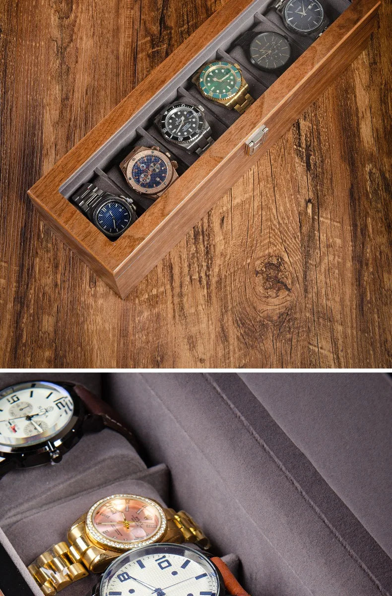 Wooden Watch Box Mens Watch Case Storage Box Travel Luxury Watches Organizer Display Collection Portable Storage Boxes Men Gift
