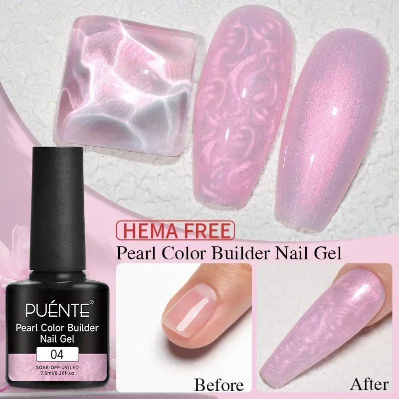 30ML Glitter Poly Nail Gel Hema Free Pink Glitter Acrylic Gel Finger Extension Nail Gel Semi-Permanent Nail Varnish For Manicure