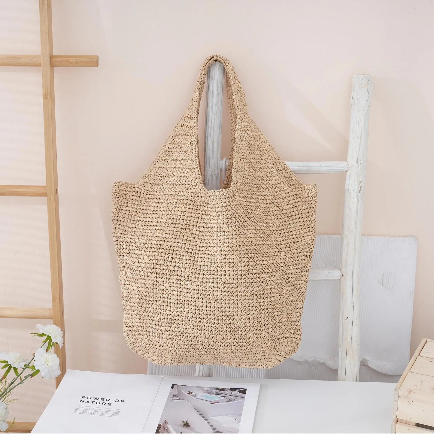 Casual Hobos Large Capacity Straw Women Shoulder Bags Designer Paper Weave Handbags Simple Handmade Summer Beach Big Tote Bag