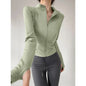 Women's Quick-Dry Yoga Jacket – Long Sleeve Slim Fit Zip Running Coat