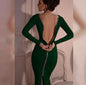 Spring new large size Bodycon dress Solid Color Round