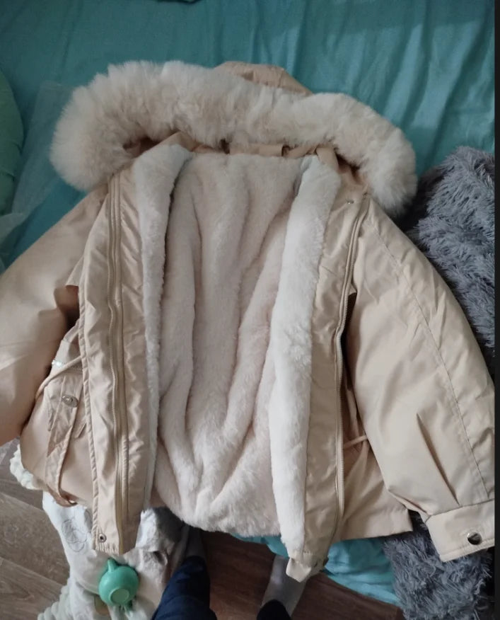 Detachable Pai Overcomes Women's Winter 2026 New Casual Down Cotton Thicken Hooded Coat Female loose Warm Wool Overcoat