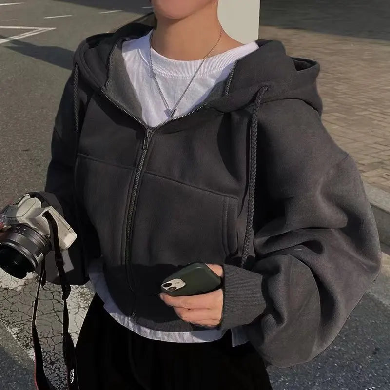 Styledora Fleece Cropped Hoodie