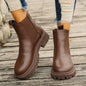 New Autumn Winter Chelsea Boots Women Platform Brown Black Beige White Ankle Boots for Women Fur Short Chunky Punk Gothic Shoes