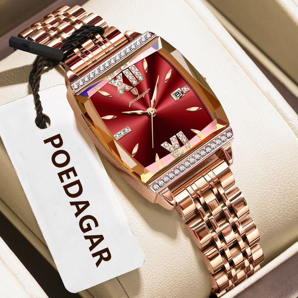 POEDAGAR Elegant Woman Watches High Quality Date Waterproof Luxury Ladies Watch Stainless Steel Casual Quartz Women's Wristwatch