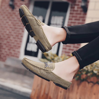 Fashion Men Leather Slippers Outdoor