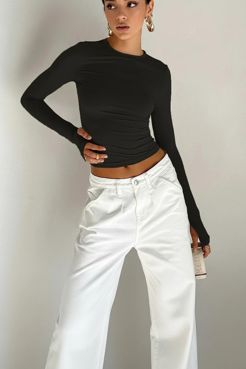Styledora Essential Long Sleeve Crop Top