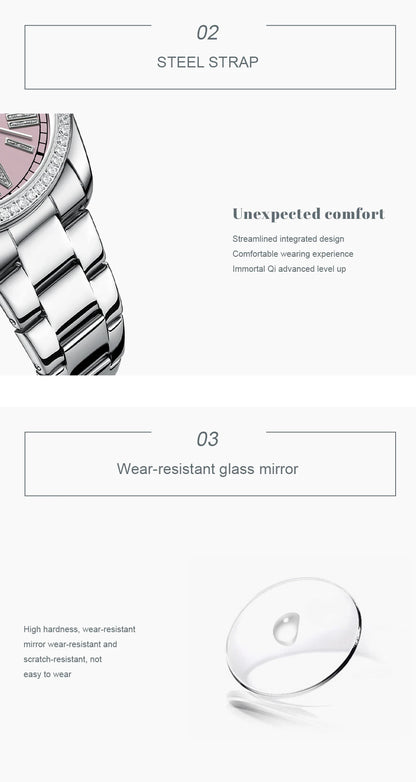 CURREN Luxury Watch Women Ring Necklace Earrings Rhinestone Fashion Wristwatch Female Casual Ladies Watches Bracelet 5PCS Set