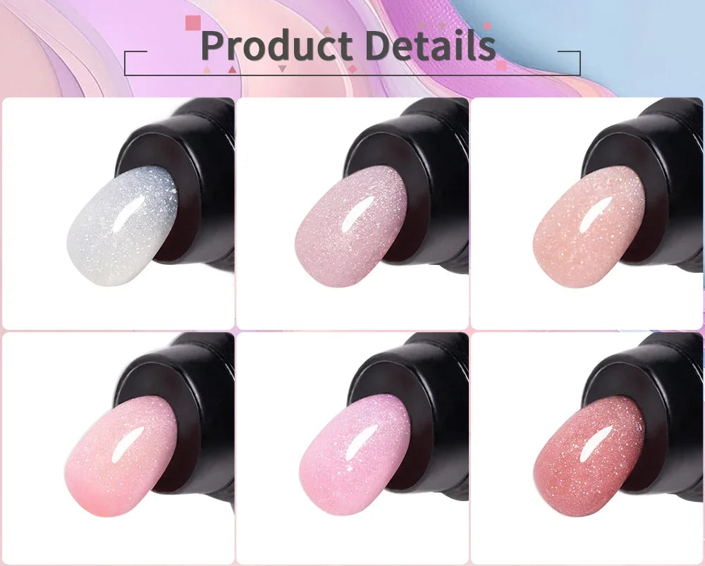 30ML Glitter Poly Nail Gel Hema Free Pink Glitter Acrylic Gel Finger Extension Nail Gel Semi-Permanent Nail Varnish For Manicure