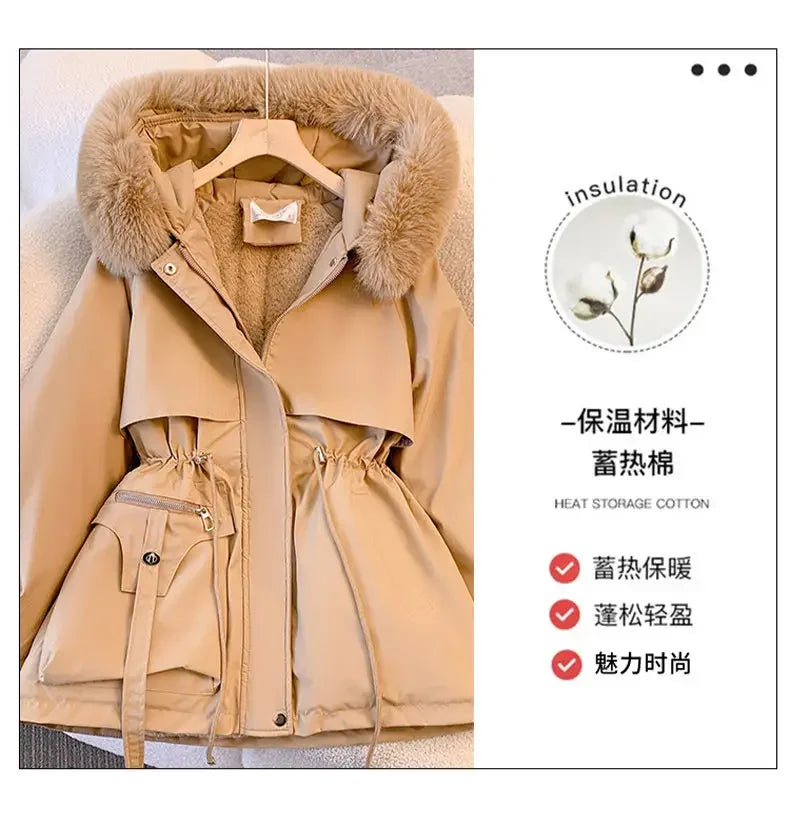 Detachable Pai Overcomes Women's Winter 2026 New Casual Down Cotton Thicken Hooded Coat Female loose Warm Wool Overcoat