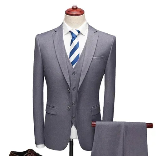 Suits For Men 3 Pieces Set Elegant Wedding  Fashion Classic Full Jackets Vest Pants Blazers Outfit 2026 Formal Costume