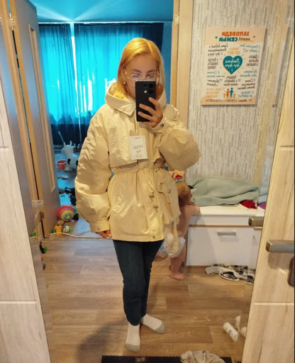Detachable Pai Overcomes Women's Winter 2026 New Casual Down Cotton Thicken Hooded Coat Female loose Warm Wool Overcoat