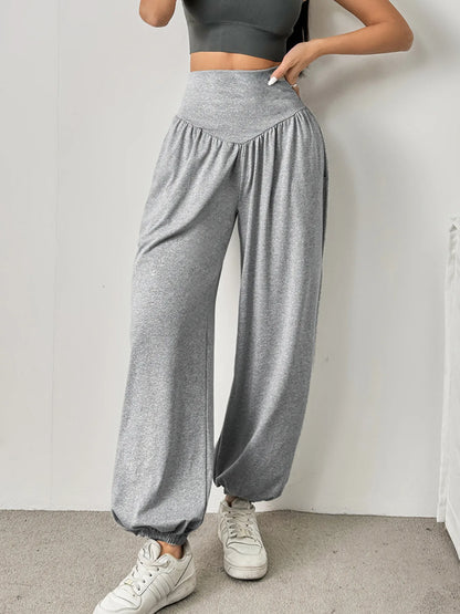 Women's High Waist Lantern Pants – Cuffed Loose Fit Dance & Gym Leggings