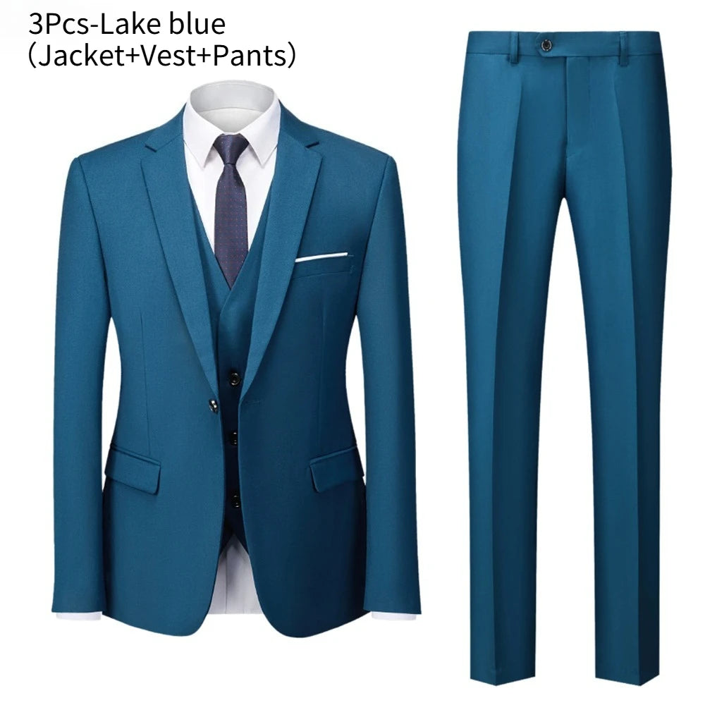 Suits For Men 3 Pieces Set Elegant Wedding  Fashion Classic Full Jackets Vest Pants Blazers Outfit 2026 Formal Costume