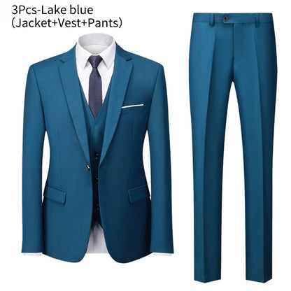 Suits For Men 3 Pieces Set Elegant Wedding  Fashion Classic Full Jackets Vest Pants Blazers Outfit 2026 Formal Costume