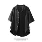 LEGIBLE Summer Shirts Men Loose Thin Cotton Short Sleeve Shirts Male Fashion Stand Solid Color 4XL 5XL