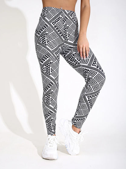 Autumn Winter 1PACK Women's Block Pattern Sexy Tight Legging Casual Sports Elegant Fitness Yoga Pants