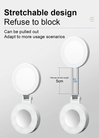 Portable Magnetic Beauty Light with Mirror, USB Rechargeable Selfie Light for Makeup