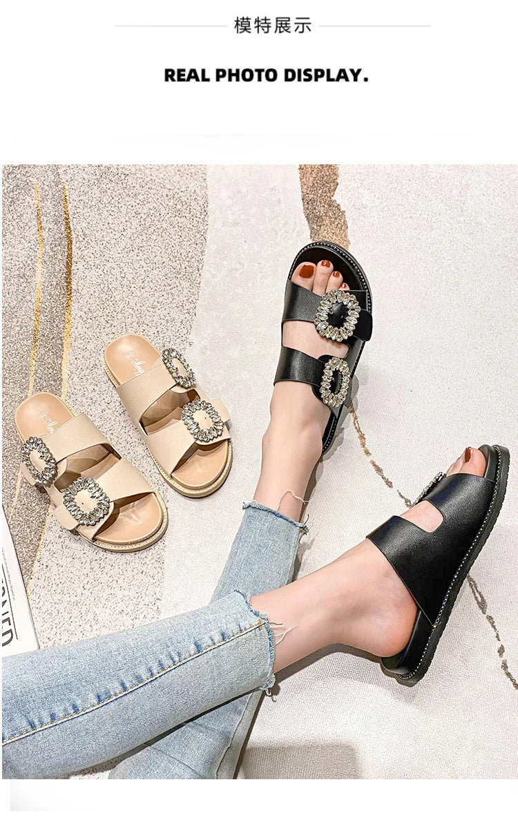 2026 Brand Rhinestone Buckle Sandals