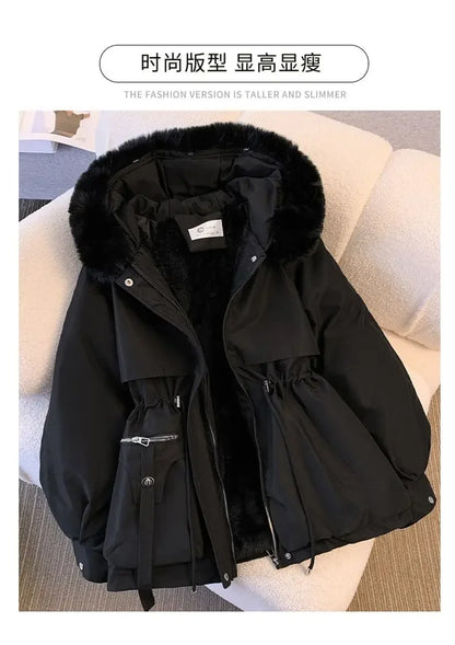 Detachable Pai Overcomes Women's Winter 2026 New Casual Down Cotton Thicken Hooded Coat Female loose Warm Wool Overcoat