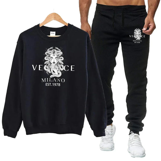 Men's Autumn Round Neck Sweatshirt + Sweatpants Luxury for Men